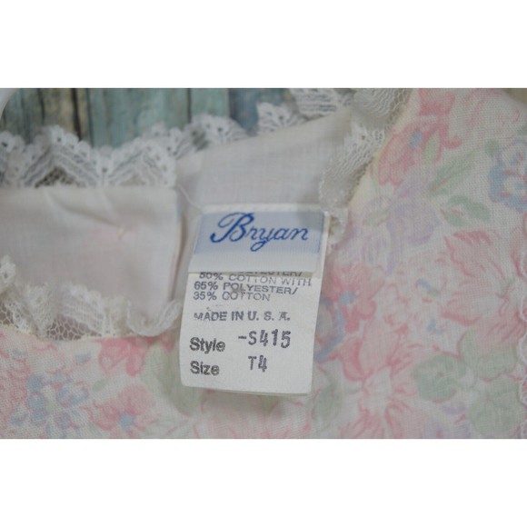 Vintage Bryan Girls 4T Pink Lace Floral Dress Back Button Ruffle Gown RARE - Picture 10 of 11